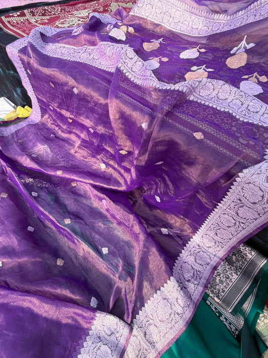 Pure Khadi Georgette X Tissue Sona Rupa Saree | Real Silver Zari | Luxury Banarasi Handloom