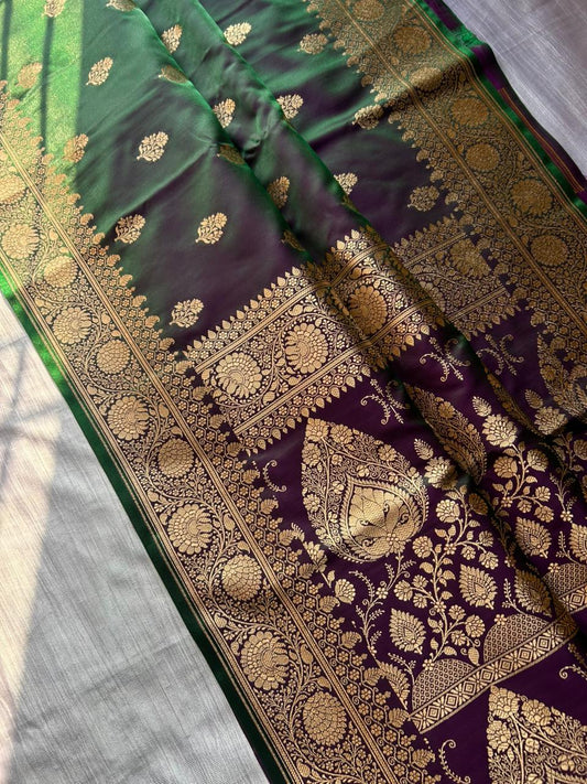 Royal Blueberry Satin Silk Banarasi Saree