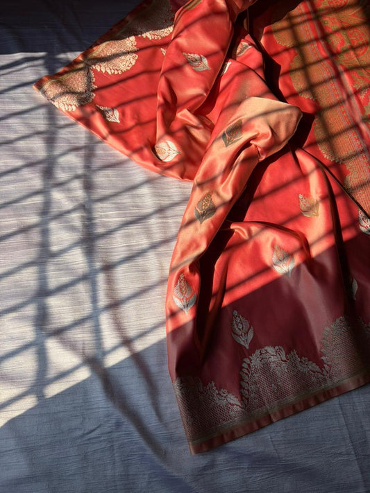 Peach Sona Rupa Saree In Premium Mashru Silk