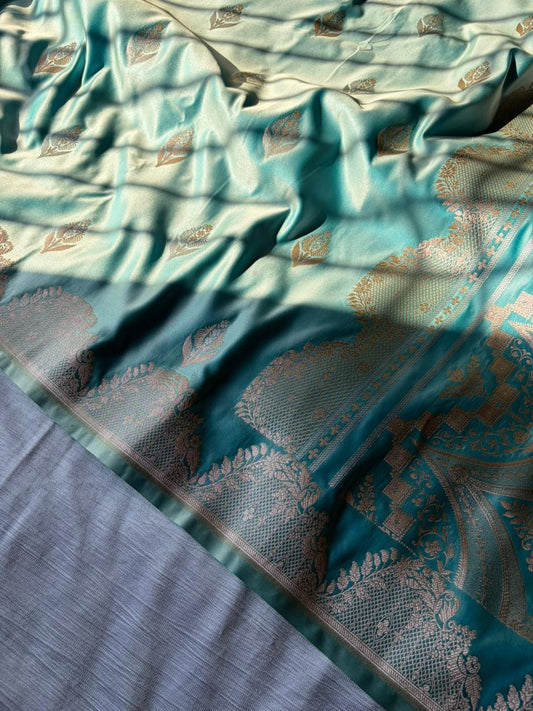 Ice Blue Sona Rupa Saree In Premium Mashru Silk