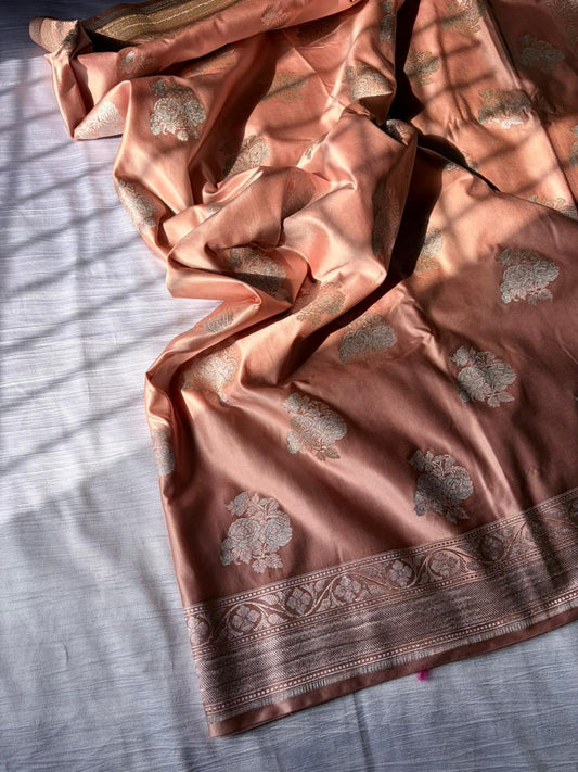 Camel Copper Sona Rupa Mashru Silk Saree | Double Zari | Banarasi Handloom