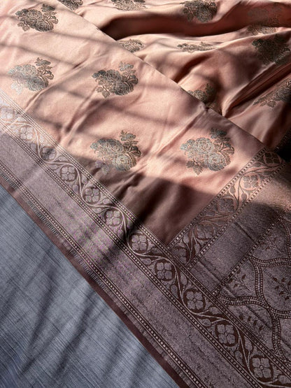 Camel Copper Sona Rupa Mashru Silk Saree | Double Zari | Banarasi Handloom