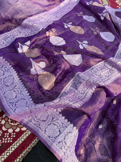 Pure Khadi Georgette X Tissue Sona Rupa Saree | Real Silver Zari | Luxury Banarasi Handloom