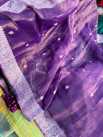 Pure Khadi Georgette X Tissue Sona Rupa Saree | Real Silver Zari | Luxury Banarasi Handloom