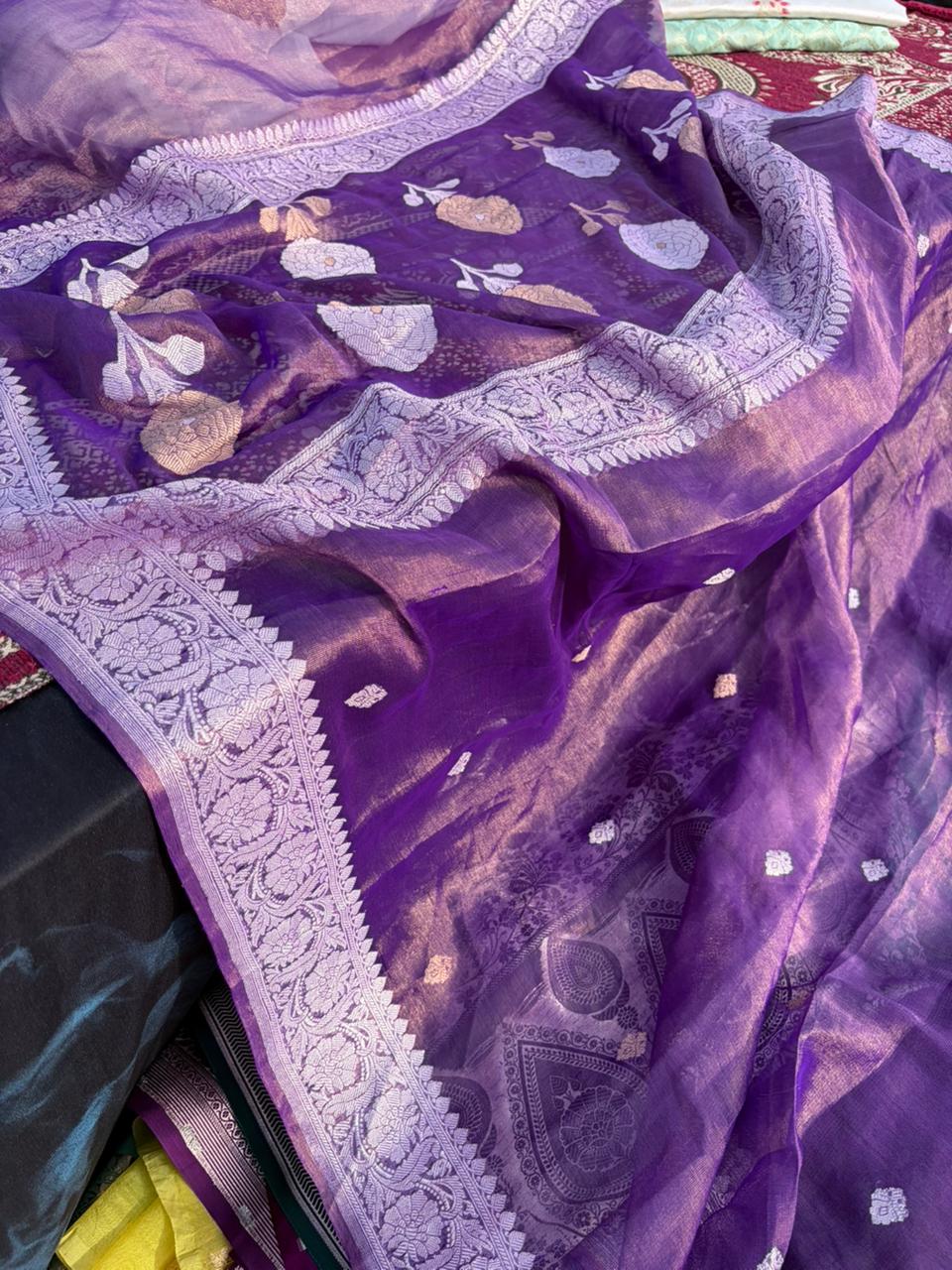 Pure Khadi Georgette X Tissue Sona Rupa Saree | Real Silver Zari | Luxury Banarasi Handloom