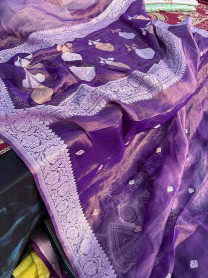 Pure Khadi Georgette X Tissue Sona Rupa Saree | Real Silver Zari | Luxury Banarasi Handloom