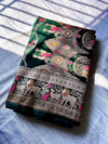 Bottle Green Sikargah Satin Katan Silk Saree