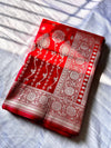Banarasi Red Katan Satin Silk Lehenga Pattern Saree
