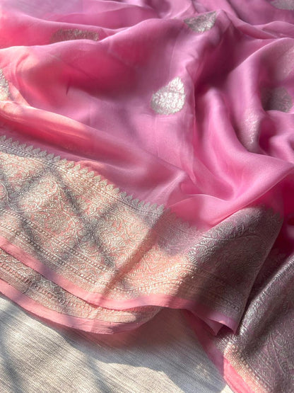 khadi pure Georgette baby pink
