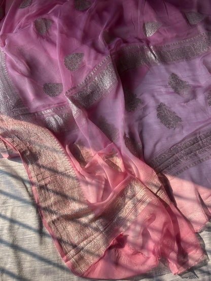 khadi pure Georgette baby pink