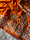 Hand Zardozi Fanta Orange Premium Mashru Katan Silk Saree