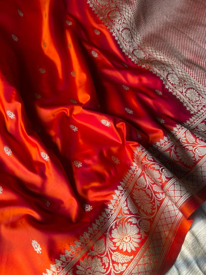Samantha Celebrity Inspired Dual Shade Orange Saree | Soft Mashru Silk