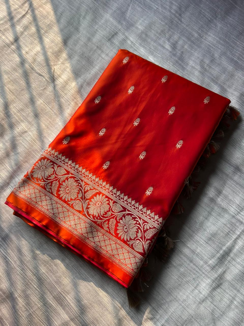 Samantha Celebrity Inspired Dual Shade Orange Saree | Soft Mashru Silk