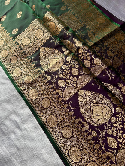 Royal Blueberry Satin Silk Banarasi Saree