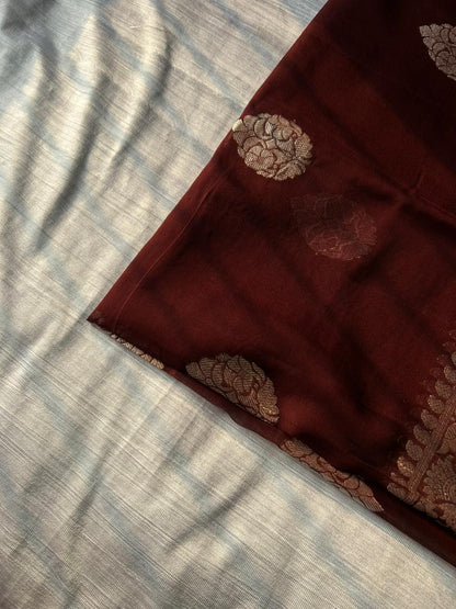 Pure Khadi Georgette Handloom Saree | Real Silver Zari | "Ring Test" Certified Softness