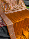 Mustard Yellow Mashru Silk Meenakari Handcrafted Saree | Premium Hath Rang Work