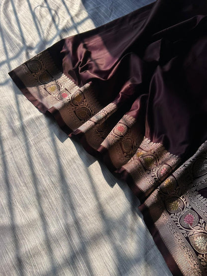 Hath Rang Chocolate Color Mahsru Silk Saree