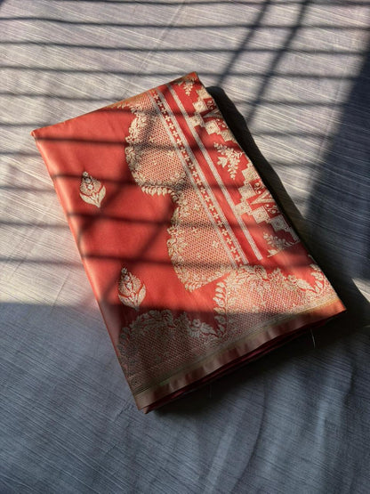 Peach Sona Rupa Saree In Premium Mashru Silk