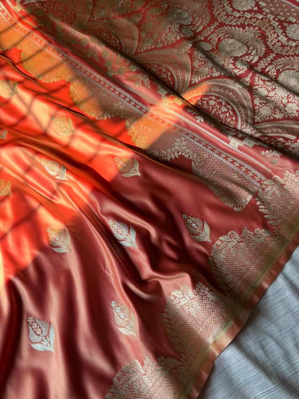 Peach Sona Rupa Saree In Premium Mashru Silk
