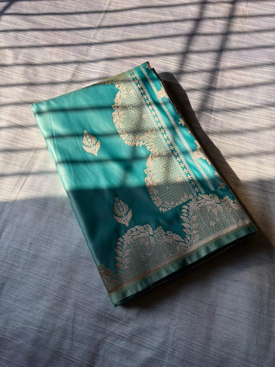 Ice Blue Sona Rupa Saree In Premium Mashru Silk