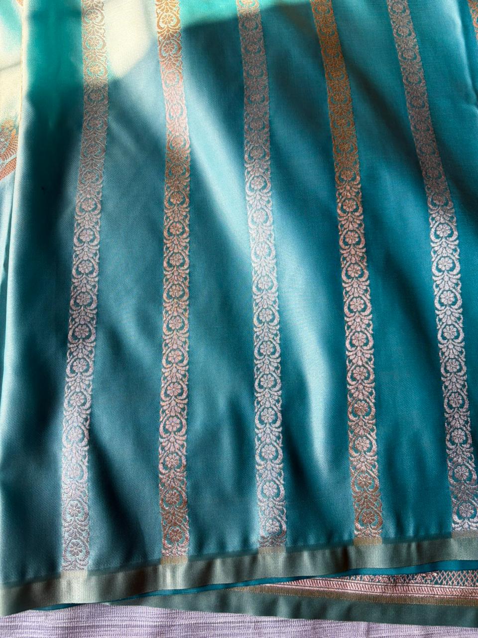 Ice Blue Sona Rupa Saree In Premium Mashru Silk