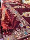 Handpainted Coffee Color Banarasi Saree in Mashru Katan Silk | Meenakari Butta Work | Designer Pallu | Lightweight Premium Saree